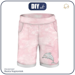 DĚTSKÉ ŠORTKY (RIO) - DELFÍN / KAMUFLÁŽ vz. 2 / světle růžový - teplákovina