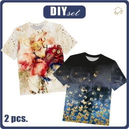 2-PACK - DĚTSKÉ TRIČKO - MOTÝLCI / WATERCOLOR FLOWERS vz. 5 - Sada šití