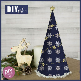 VÁNOČNÍ STROMEK - SNĚHOVÉ VLOČKY vz. 5 (ZIMNÍ ČAS) / navy - DIY IT'S EASY  