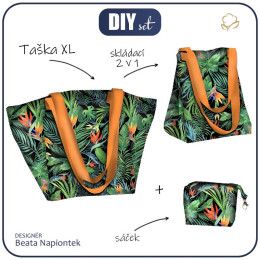 Taška XL s sáčkem 2 v 1 - RAJSKÁ DŽUNGLE/ černý