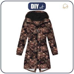 DÁMSKÁ BUNDA PARKA (ANNA) -  FLOWERS WZ.10/ Mocha Mousse - softshell