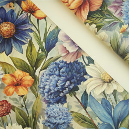 FLOWERS vz.15 (46 cm x 50 cm)  - tlustá ekologická koženka tlačená