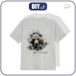 DĚTSKÉ TRIČKO - BE STRONG (BE YOURSELF) - M-01 MELÍR SVĚTLE ŠEDÝ - single jersey