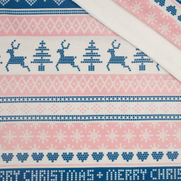 50CM MERRY CHRISTMAS VZ. 2 (NORSKÉ VZORY) - organický úplet single jersey s elastanem 