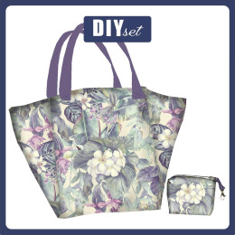Taška XL s sáčkem 2 v 1 - PURPLE FLORAL - sada siti