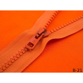Kostěný zip 70cm dělitelný - oranžový B-21