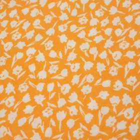 BÍLÉ KVĚTY / oranžový - viskózová tkanina 