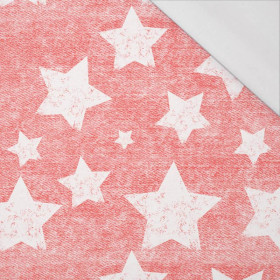 BÍLÉ HVĚZDY / potíraný jeans (červený) - organický úplet single jersey s elastanem