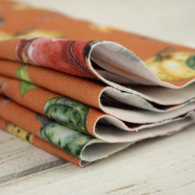 DYNIE NA SKUTERZE (liście) / pomarańczowy (DYNIOWY OGRÓDEK) - single jersey