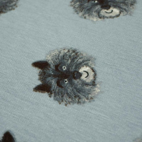 PSÍ ČUMÁKY / světlošedivý melír - teplákovina s medvídkem / alpský fleece