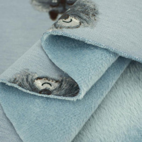 PSÍ ČUMÁKY / světlošedivý melír - teplákovina s medvídkem / alpský fleece