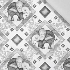 INDICKÁ KLIMATA (ŠEDÝ) / bílý - bavlněná tkanina