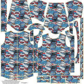 DĚTSKÁ BUNDA PARKA (ARIEL) - KOMIKS (modrý - červený) - softshell