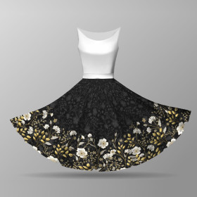 KVĚTY (vzor 8) / černá -  velký panel pro kruhovou sukni