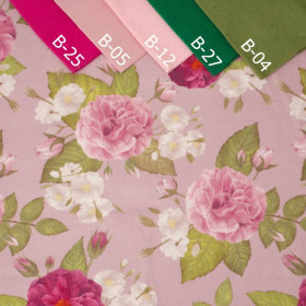 RÓŻANY OGRÓD / różowy - organický úplet single jersey s elastanem