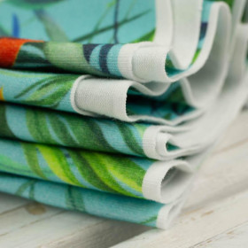 RAJSKA DZUNGLA / błękitny - organický úplet single jersey s elastanem 