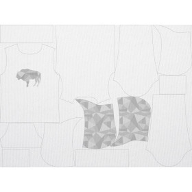 PÁNSKÁ MIKINA S KAPUCÍ  (COLORADO) - GEOMETRICKÝ ZUBR (ADVENTURE)  / bílý -  SADA ŠITÍ