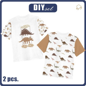2-PACK - DĚTSKÉ TRIČKO - HNĚDÍ DINOSAUŘI - Sada šití