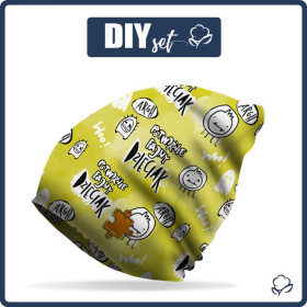 ČEPICE “Šmoulinka” - POTWORNIE FAJNY DZIECIAK / žlutá (ŠKOLNÍ KRESBY) / Velikost na výběr