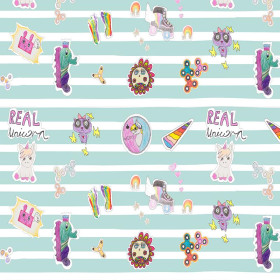 DĚTSKÝ MIX / pruhy mentolově bílé- bavlněná tkanina