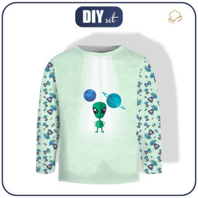 LONGSLEEVE - UFON (CESTA DO VESMÍRU) / ACID WASH MENTOLOVÝ - single jersey