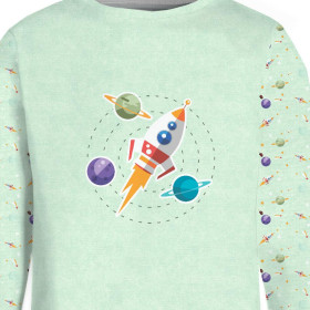 LONGSLEEVE - RAKETA A PLANETY (CESTA DO VESMÍRU) / ACID WASH MENTOLOVÝ - single jersey