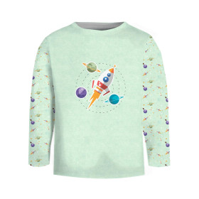 LONGSLEEVE - RAKETA A PLANETY (CESTA DO VESMÍRU) / ACID WASH MENTOLOVÝ - single jersey