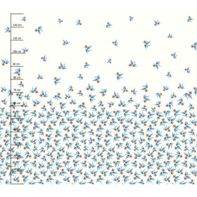 MODRY LISTY / bílá - panel pro šaty Mušelín bavlněný