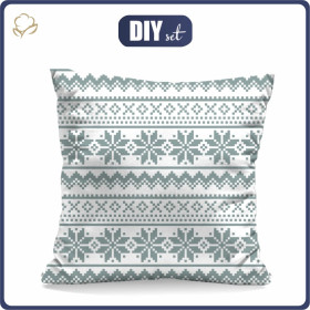 POLŠTÁŘ 45x45 - ALPSKÉ KVĚTY / šedé pruhy - Sada šití