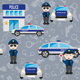 POLICIE/ tmavě šedý- bavlněná tkanina