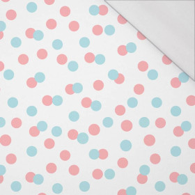 PASTELOVÉ TEČKY/ mentolově lososový  (PASTELOVÉ NEBE) - organický úplet single jersey s elastanem