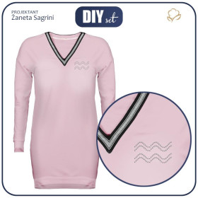 Dámská tunika s krystalovou aplikaci "LUCY" - růžově křemenný S-M - Sada šití