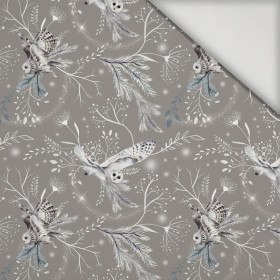 ZIMNÍ SOVY / šedý (ZIMA V PARKU) - lycra 300g