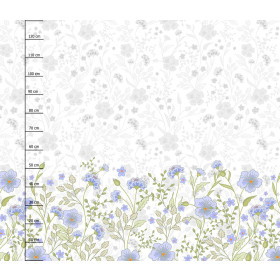 KVĚTY (vzor 5 zelený) / bílá - panel úplet