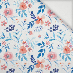 MALOWANE PIWONIE / biały - Tkanina na ubrusy