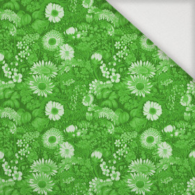 LIME GREEN / FLOWERS - Tkanina na ubrusy