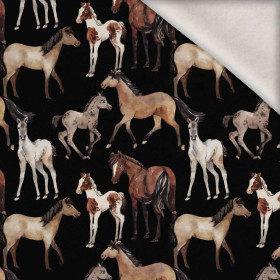 KONĚ / černá - teplákovina počesaná s elastanem ITY