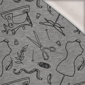 ŠITÍ KONTUR NA MÍRU / MELÍR BĚLENÝ - teplákovina počesaná s elastanem ITY