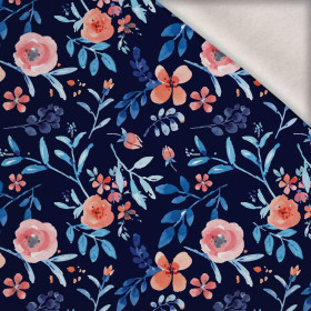 MALOVANÉ PIVOŇKY / navy - teplákovina počesaná s elastanem ITY