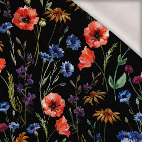 POLNÍ KVĚTY / černý - teplákovina počesaná s elastanem ITY