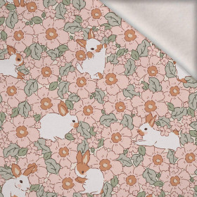 ZAJÍČCI NA KVĚTINÁCH - teplákovina počesaná s elastanem ITY