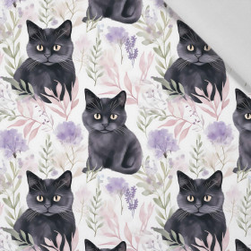 PASTEL BLACK CAT - tkanina bawełniana