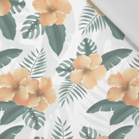 HIBISKUS wz. 2 / żółty - tkanina bawełniana