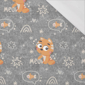 KOČKY / meow (KOČIČÍ SVĚT) / ACID WASH šedý  - organický úplet single jersey s elastanem