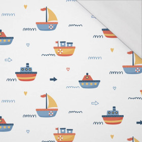 LODĚ vz. 2 / bílý (ADVENTURE BEGINS) - organický úplet single jersey s elastanem 
