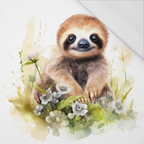 WATERCOLOR SLOTH VZ. 1 - panel (75cm x 80cm) SINGLE JERSEY