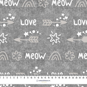 ŠIPKY / love (KOČIČÍ SVĚT) / ACID WASH šedý  - organický úplet single jersey s elastanem 
