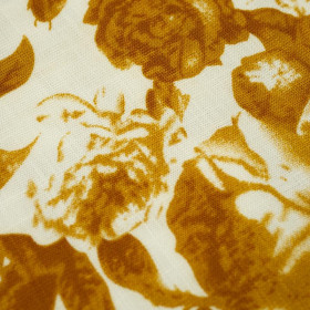 ŠÍPKOVÁ RŮŽE / zlatý - viskózová tkanina imitace lnu