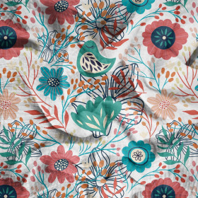 FOLKOVÍ PTÁCI / bílý - Mušelín bavlněný