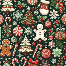 HAPPY CHRISTMAS WZ. 11 - teplákovina počesaná s elastanem ITY